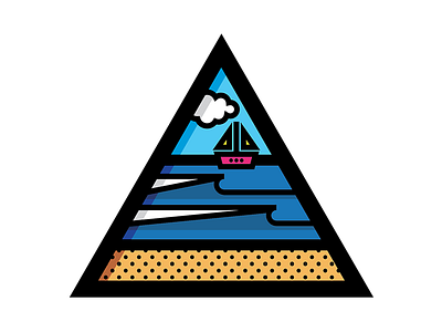 Down by the Seashore beach geometric icon illustration minimal thick lines triangle