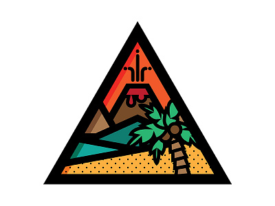Dance on a Volcano geometric icon illustration minimal thick lines triangle volcano