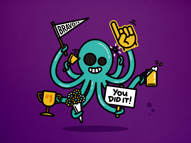 Octopus | Illustration beer congratulations foam finger illustration minimal monoweight octopus outlines trophy vector