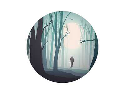 Through the forest icon illustration