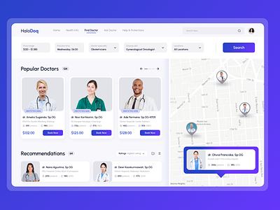 Doctor Finder Web App 🩺 care clinic dashboard design doctor health healthy hospital interface medical medicine obstetricians therapy ui web web application website