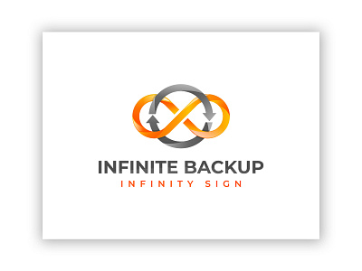 Infinite Backup backup branding cloud design flat grey icon identity illustration infinite logo orange tech tech logo technology vector zaqdesign