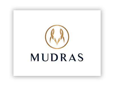 Mudras branding design elegant gold icon identity illustration logo luxurious m sharp vector zaqdesign