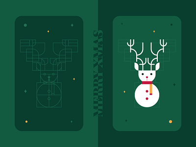 Merry Xmas ! christmas card deer design elk holiday illustration mouse snowman