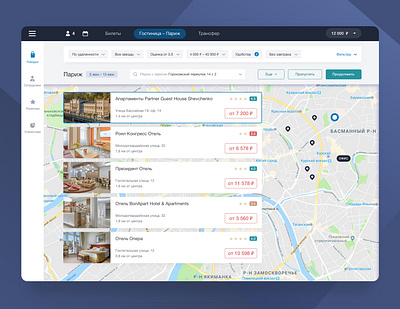 Hotel selection on the map app design hotel manage map site ui ux web