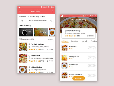 Food Order & Delivery app screen android app android app ui food food delivery app food order food ordering restaurant restaurant app restaurant app design uiux