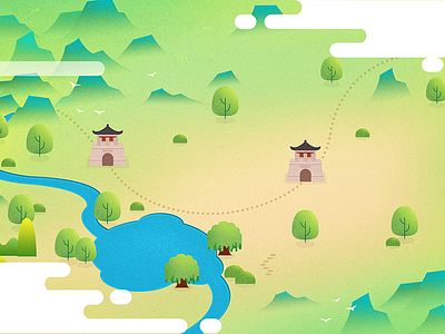 Ancient map branding design house illustration