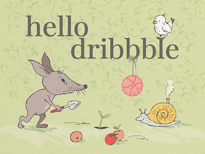 Hello Dribbble design fun hand drawn illustration pencil vector whimsical