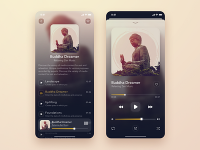 Music Player & Playlist 🎵 app application buddha music music app music app ui music player player playlist playlist cover zen