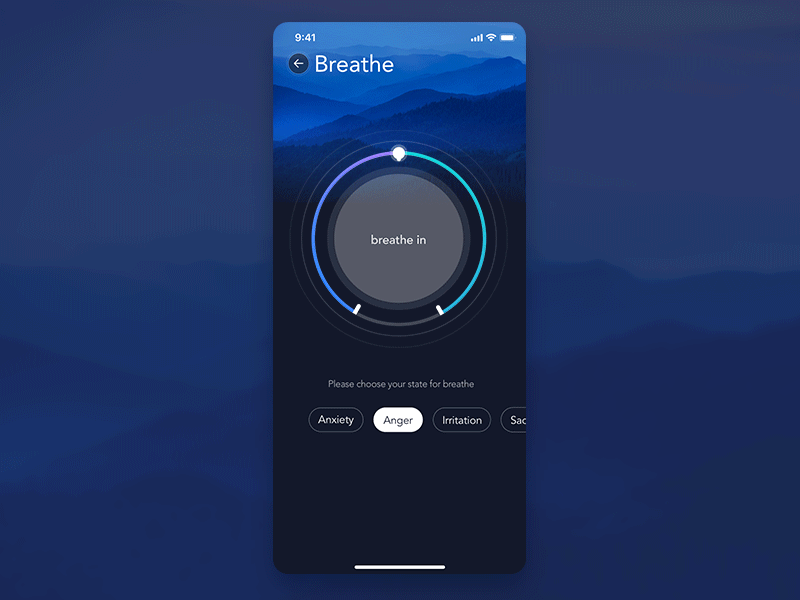 Breathe widget for the Relax App after effect animation 2d breathe json mobile animation mobile app design relax app