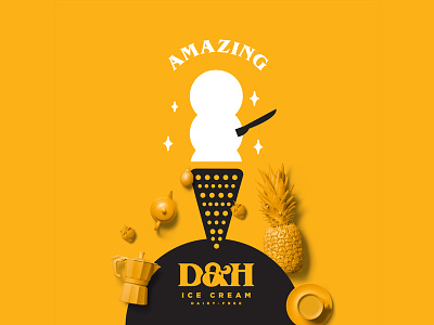 D&H Ice Cream Illustration adobe brand branding food illustrations marketing workhardanywhere