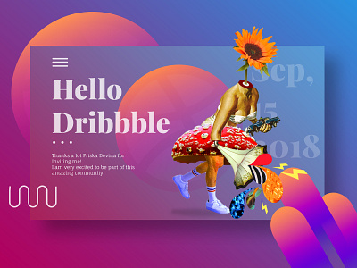 Hallo Dribbble! app collage art design gradient color hello dribbble icon illustration ios type ui uidesign uiux ux vector web webdesign website