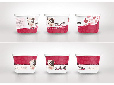 Yobin Yogurt Package cow strawberry yogurt