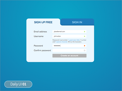 Daily UI 001 - Sign Up dailyui form signup