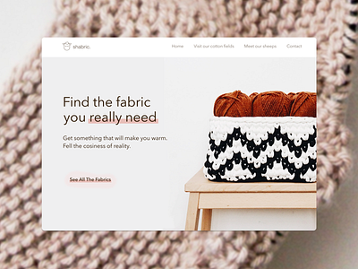 Fabric - something to make you warm cosy cozy fabric figma figmadesign homepage hygge interface lamb material icons natural sheep sketch sweater ui ux design uidesign