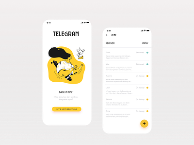 Telegram - let's send them again art noveau illustration messenger retro secesja secession telegram vintage yellow
