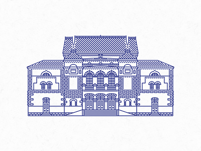 Dramatic Theatre belarus building city engraving icon line mogilev outline stroke town