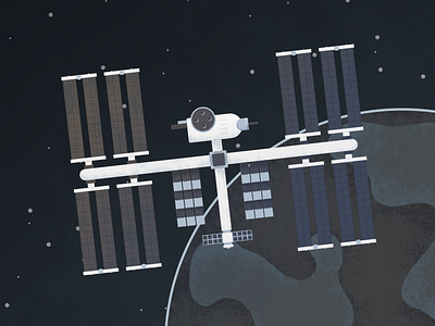 Space Station Dribbble eart flat international mission satelite solar panels space station