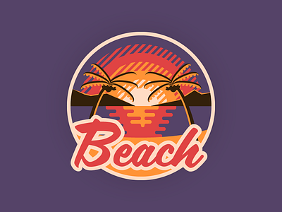 Beach badge beach button ocean palm sea seaside sticker