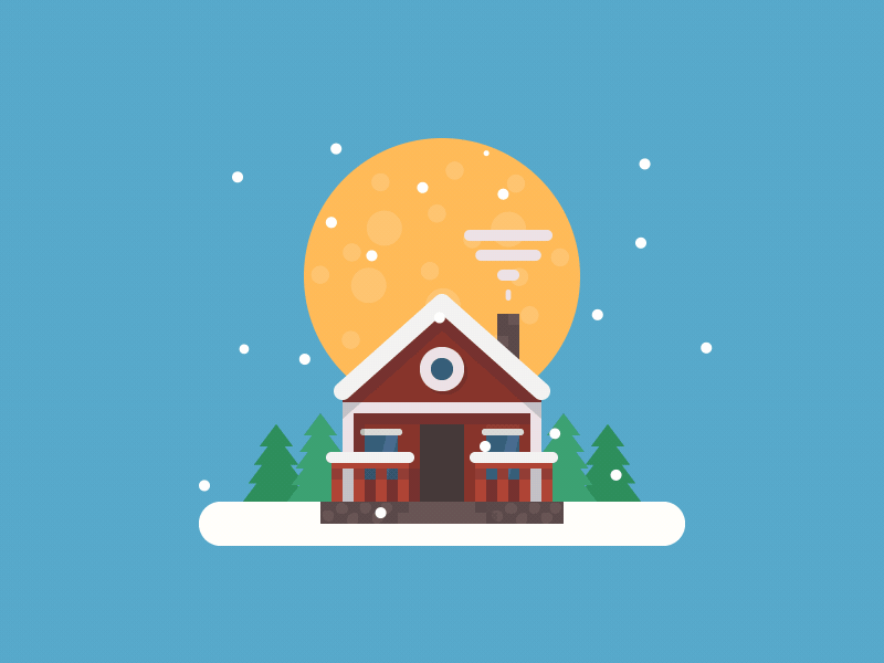 Winter Soltice day home house moon night snow snowflake sun winter