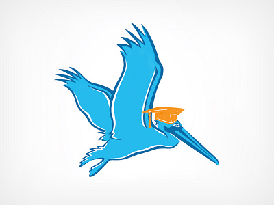 Blue Pelican bird fly illustration logo nature pelican wings