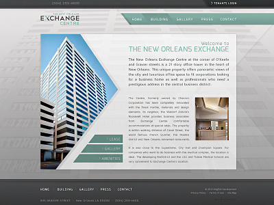 The New Orleans Exchange Centre Website Design design web design