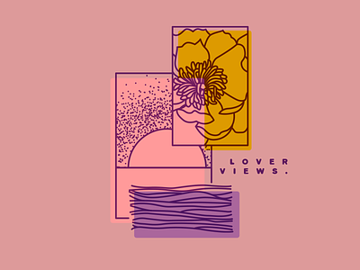 Lover Views drawing flowers geometric illustration sea sun vector