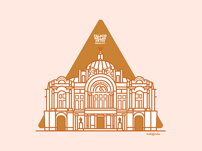 Bellas Artes buildings geometric illustration mexico vector