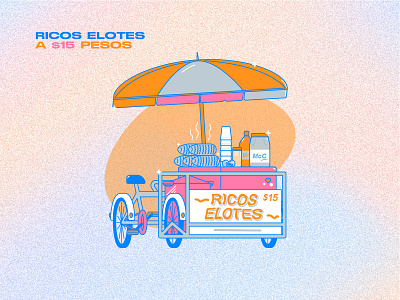 Ricos Elotes commerce corn elotes food geometric illustration mexican mexico tricycle vector