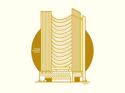 Plaza Residences building city geometric illustration mexico plaza skyscrapper vector