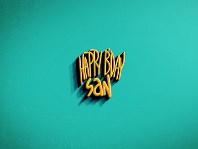 Happy BDay San birthday handwritten happy lettering shadows typography vector