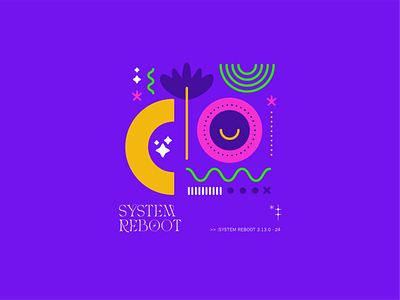 System reboot 404 error geometric illustration neon reboot system vector