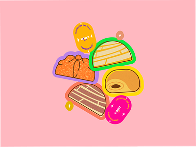 Pan dulce certification bread food illustration mexican mexico pan dulce stickers ui vector