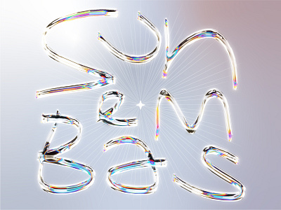 Sunbeams 3d holographic illustration lettering sunbeam typography vector