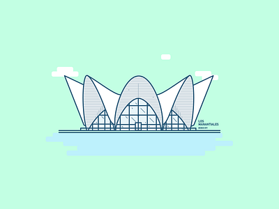 Manantiales architecture buildings city geometric illustration manantiales mexico restaurant vector
