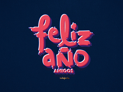 Feliz Año brush illustration lettering spanish typography vector year