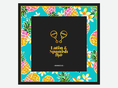 Latin & Spanish Style album art cd colorful maraca music pineapple sleeve vector