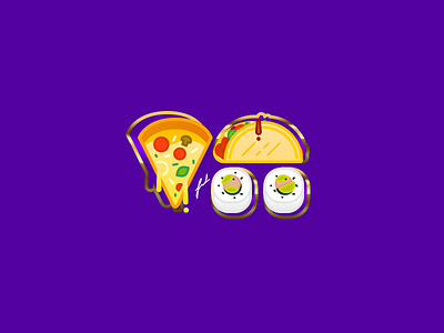 Foodie food gold icons illustration mexico pizza sushi tacos vector