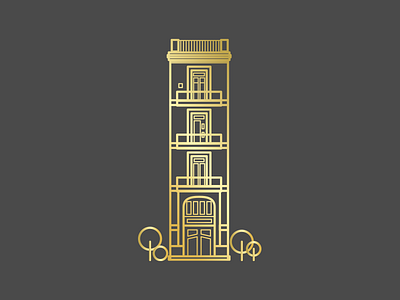 Renaissance apartment architecture building edificio flat gold gradient house vector