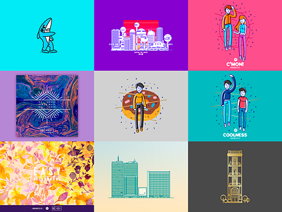 2015 Best Nine best nine buildings characters collage collection illustration vector