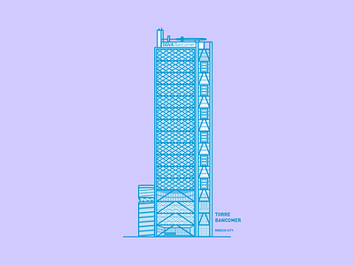 Torre BBVA Bancomer architecture building details geometric illustration mexico skyscraper vector