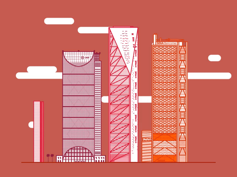 Mexico City architecture building city details geometric gif illustration mexico skyscraper vector