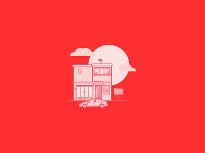 Red House abstract building car civic geometric home house illustration illustrator mexico red vector