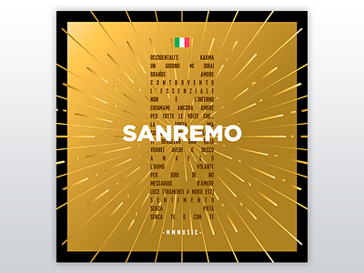 Sanremo art cd font gold italy music playlist sanremo sleeve sunburst typography vector