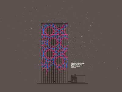 Centro Cultural Tlatelolco architecture building geometric illustration lights mexico neon vector