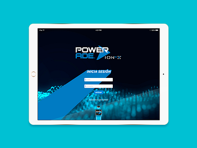 Powerade App app beverage home ios ipad landscape login sport ui ux