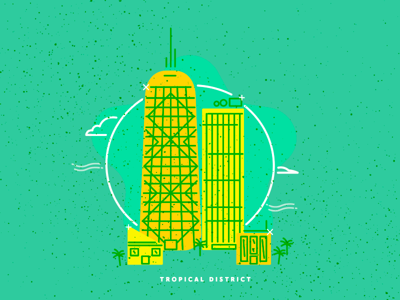 Tropical District architecture buildings city district doodle geometric illustration tropical vector