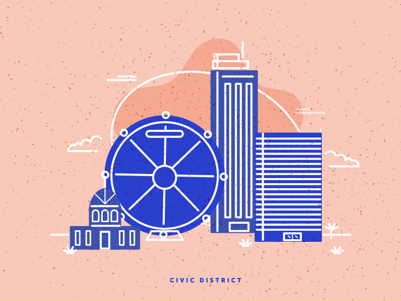 Civic District architecture buildings city civic district doodle fun geometric illustration vector