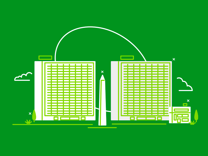 Green City architecture home ui monument buiding geometric illustration vector