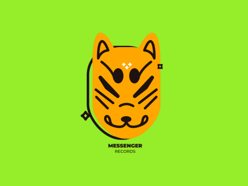 Messenger Records animation music fox icon logo geometric illustration vector